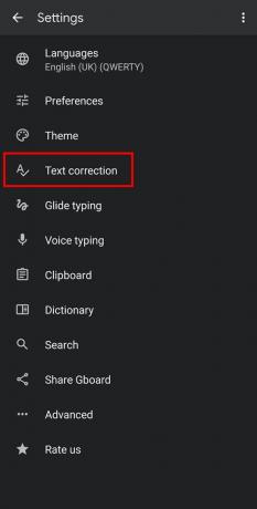 Napauta vaihtoehdoista Tekstin korjaus. | Kuinka poistaa automaattinen korjaus käytöstä Androidissa
