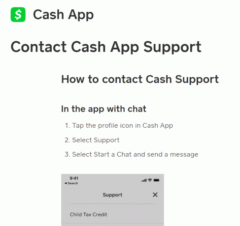 Servizio clienti dell'app Cash