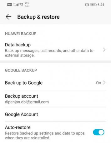 Натисніть опцію Резервне копіювання даних, щоб зберегти свої дані на Google Диску
