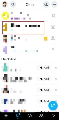 välj en chatt på Snapchat-chattar
