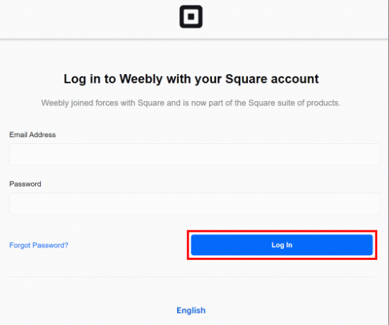 Въведете вашия имейл адрес и парола и щракнете върху бутона Вход, за да влезете във вашия акаунт в weebly. | Как да изтриете уебсайта на Weebly