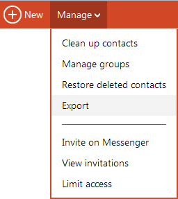 Contactos de exportación de correo de Outlook