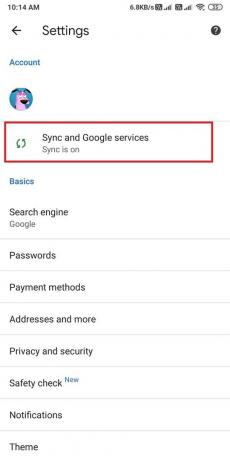 Atingeți sincronizare și servicii Google