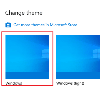 Selectați tema Windows implicită