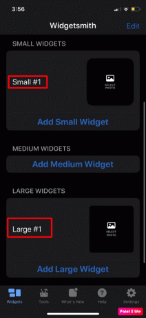 Escolha o tamanho do widget | Como usar widgetsmith no iPhone