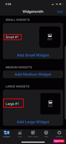 Elige el tamaño del widget | Cómo usar widgetsmith en iPhone