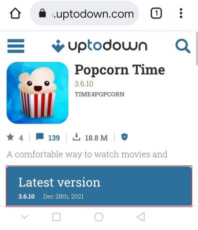 Laden Sie Popcorn Time Android APK von der uptodown-Website eines Drittanbieters herunter