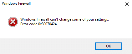 Reparar el Firewall de Windows no puede cambiar algunas de sus configuraciones Error 0x80070424