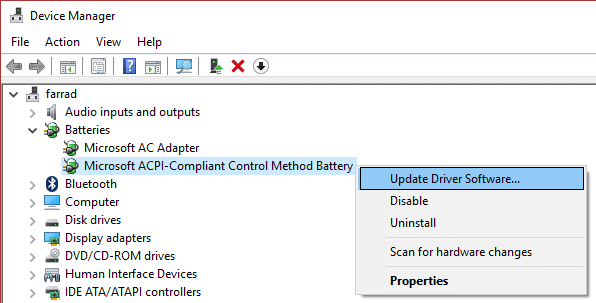 update driversoftware voor Microsoft ACPI Compliant Control Method Battery