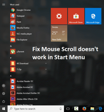 Fix Mouse Scroll არ მუშაობს Start მენიუში