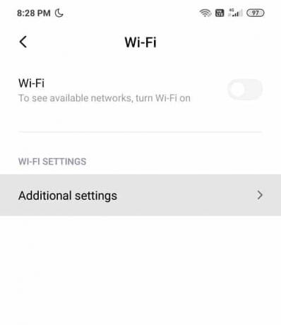 Pod Wi-Fi tapnite Dodatne nastavitve