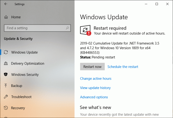 Al termine dell'installazione degli aggiornamenti di Windows, verrà richiesto il riavvio del sistema