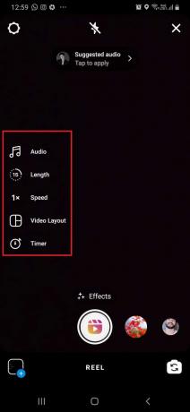 Aggiungi audio, regola il layout e imposta il timer utilizzando le opzioni a sinistra