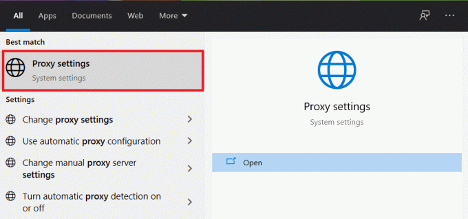 Windows10. Suchen und öffnen Sie die Proxy-Einstellungen