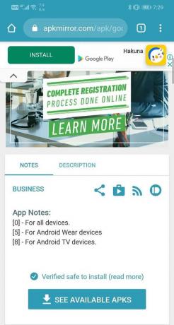 Napsauta " Katso käytettävissä olevat APKS: t" -vaihtoehtoa | Lataa ja asenna Google Play Kauppa