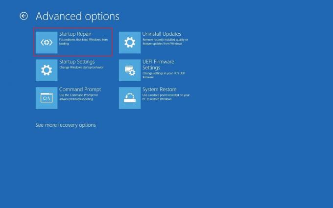ตัวเลือกการซ่อมแซมการเริ่มต้น วิธีแก้ไขข้อผิดพลาด WDF_VIOLATION ใน Windows 10