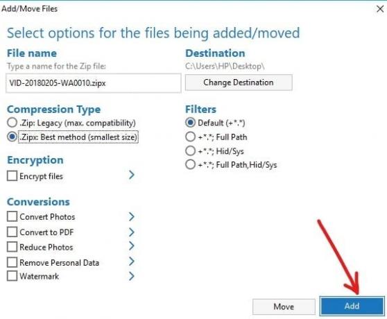 Klikněte na tlačítko Přidat dostupné v pravém dolním rohu | 7-Zip vs WinZip vs WinRAR