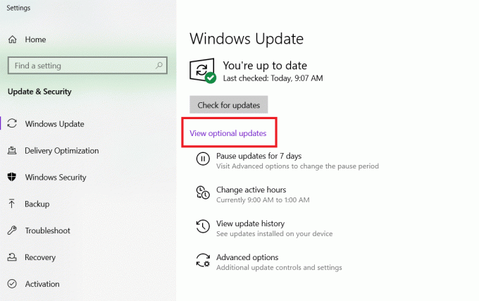 Windows atjaunināšana tiks atvērta sadaļā Iestatījumi, kur jānoklikšķina uz Skatīt izvēles atjauninājumus. Kā novērst Elara programmatūru, kas novērš izslēgšanu operētājsistēmā Windows 10