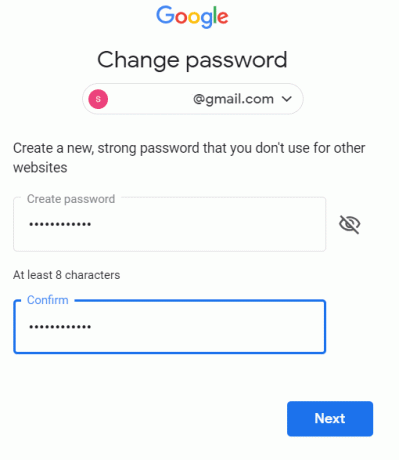 Crea la password digitando la nuova password e conferma digitandola di nuovo