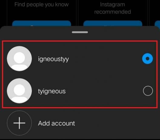 Докоснете желания акаунт, към който искате да превключите в същото приложение и устройство | управлявайте множество акаунти в Instagram