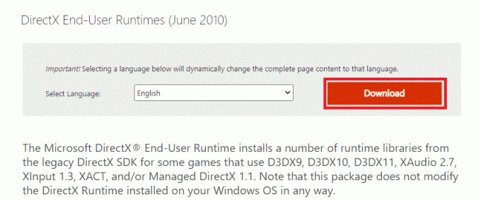 idite na stranicu Microsoft Download Center za preuzimanje DirectX End-User Runtimes lipanj 2010. Kako ispraviti DX11 razinu značajke 10.0 je potrebna za pokretanje pogreške motora 
