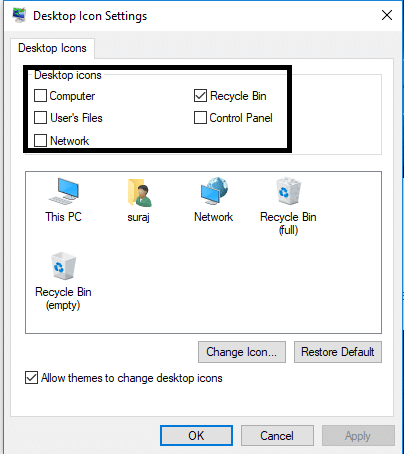 So stellen Sie alte Desktopsymbole in Windows 10 wieder her