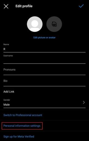 Klicka på Inställningar för personlig information | Instagram tog bort mitt inlägg