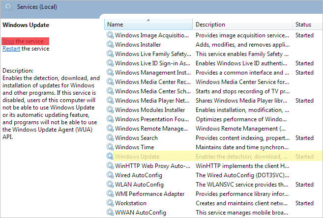 خدمة Windows Update