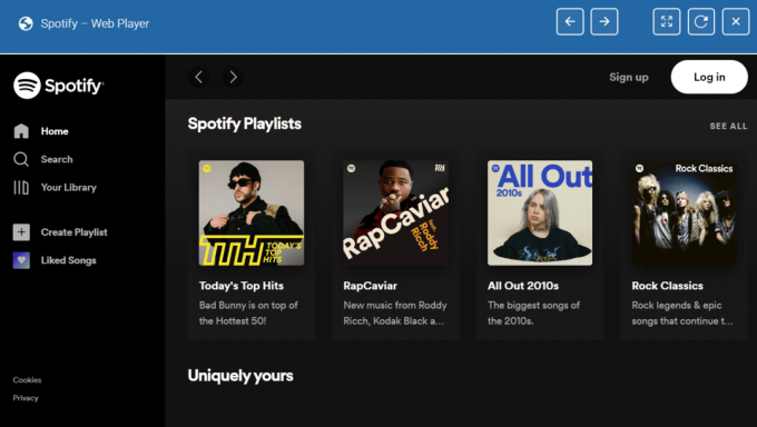 Vänta en stund tills Spotify Web Player-sidan laddas | Vilka musikappar är avblockerade i skolan? | öppna Spotify på en skol-Chromebook