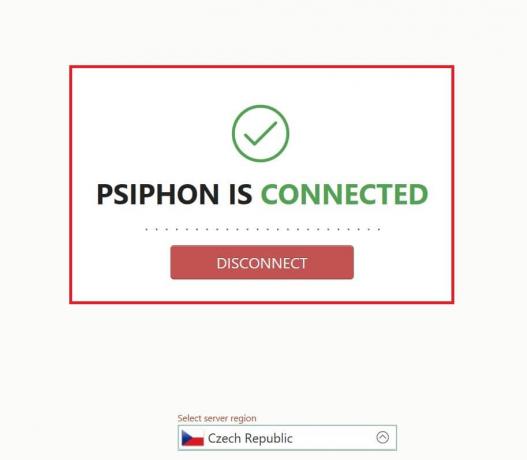 Om det visar PSIPHON IS CONNECTED betyder det att den är ansluten till servern.