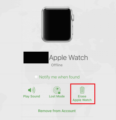 Faceți clic pe Ștergeți Apple Watch