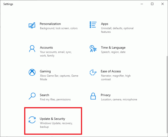 Wählen Sie nun Update und Sicherheit. Fix Yellow Screen of Death Error in Windows 10