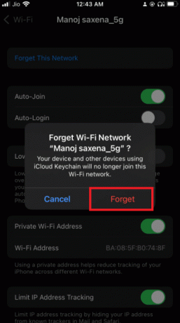 alege Forget. Remediați eroarea eșuată de verificare la conectarea la Apple ID Server