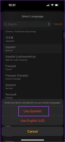 Naudokite ispanų kalbą