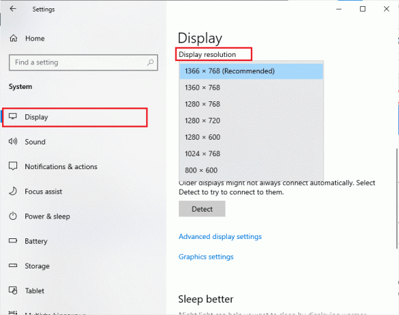 เลือกความละเอียดหน้าจอที่ต่ำกว่าภายใต้ Display resolution 