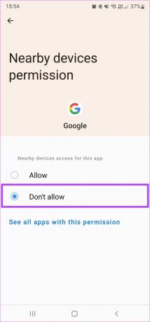 Ikke tillat enheter i nærheten på Google-appen