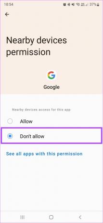 Ne pas autoriser les appareils à proximité sur l'appli Google