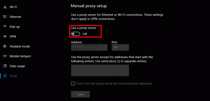 У налаштуваннях проксі-сервера Windows 10 вимкніть параметр Використовувати проксі-сервер, щоб вимкнути налаштування проксі-сервера.