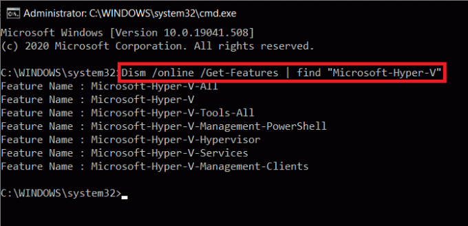 Para configurar o Hyper-V, digite o comando no Prompt de Comando