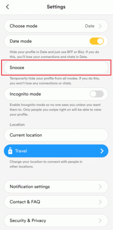Aplicativo Snooze Bumble | O Bumble rastreia seu dispositivo?