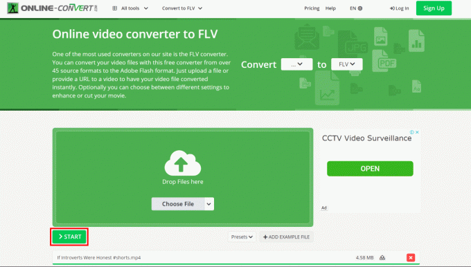 Klicken Sie auf Start, um die Videokonvertierung in FLV zu starten.
