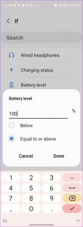 Ustawienia Samsung Bixby Poziom baterii 100