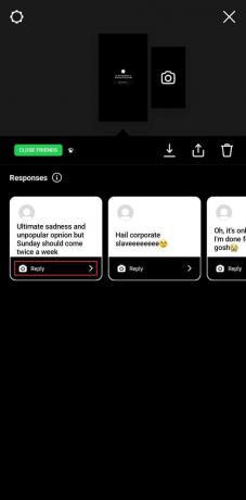 Wybierz dowolną odpowiedź i stuknij w Odpowiedz. | jak udostępnić więcej niż jedną odpowiedź na Instagramie