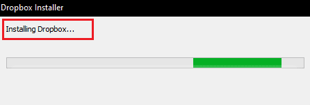 Buďte trpezliví a počkajte niekoľko minút na dokončenie inštalácie aplikácie Dropbox.