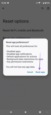 resetați setările aplicațiilor Android 