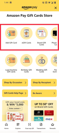 Vous pouvez également acheter et recharger des cartes-cadeaux électroniques ou de marque pour d'autres utilisateurs
