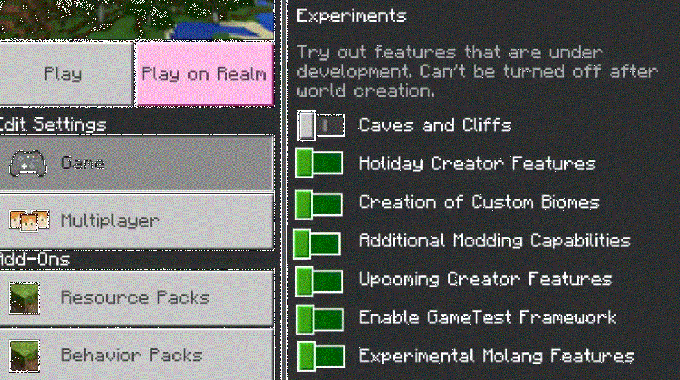 Minecraft-caves-and-clif-in-experimental-features