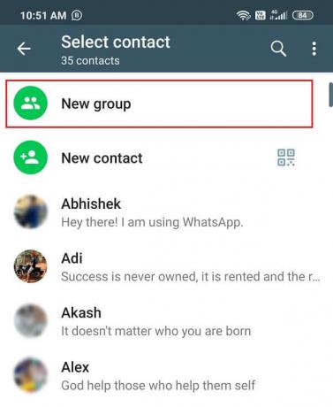 قم بإنشاء مجموعة جديدة على Whatsapp