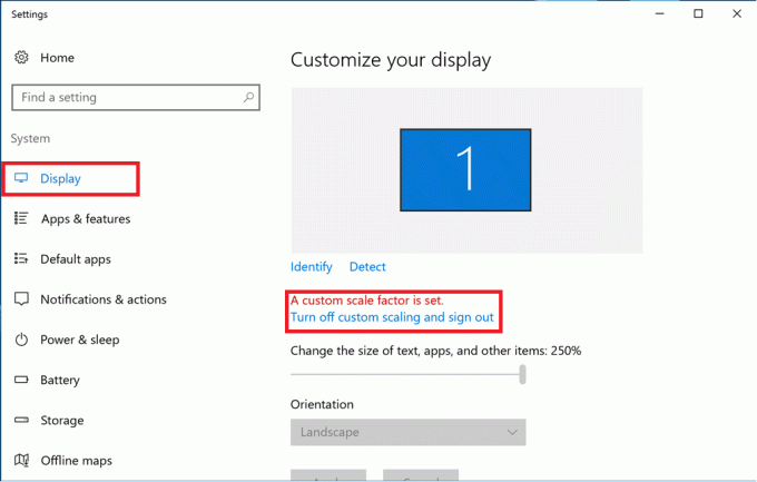 Disattiva il ridimensionamento personalizzato ed esci | Correzione: il desktop remoto non si connetterà in Windows 10