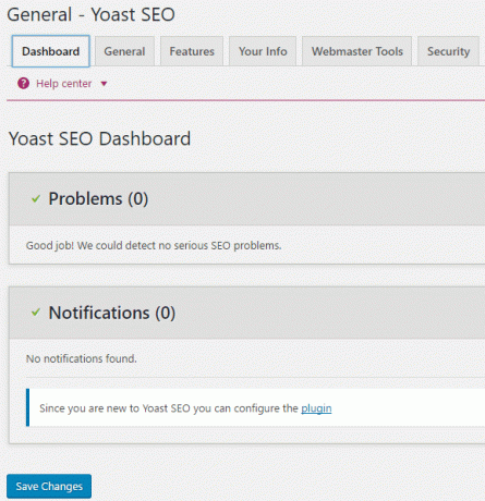 Dashboard Yoast SEO